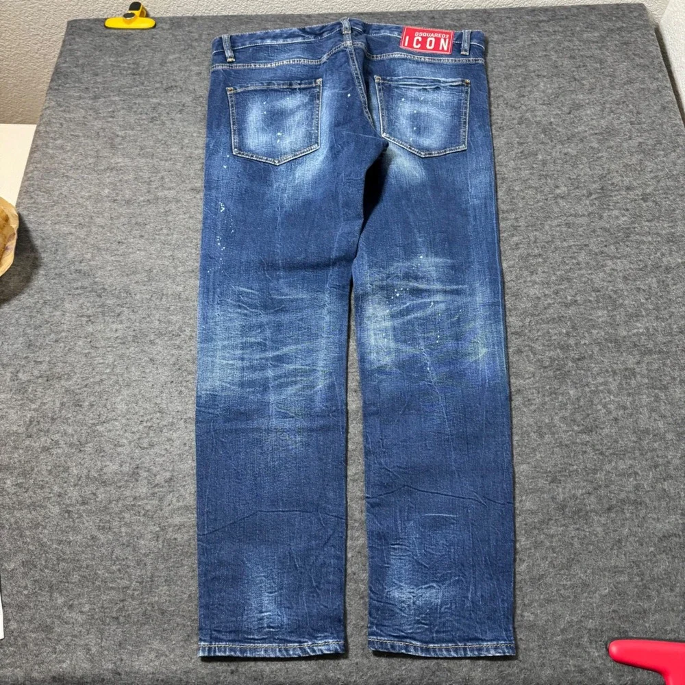Dsquared2 Skinny Dan Jean Blue Distressed ICON Patch Jeans Size 54 IT (36x29)